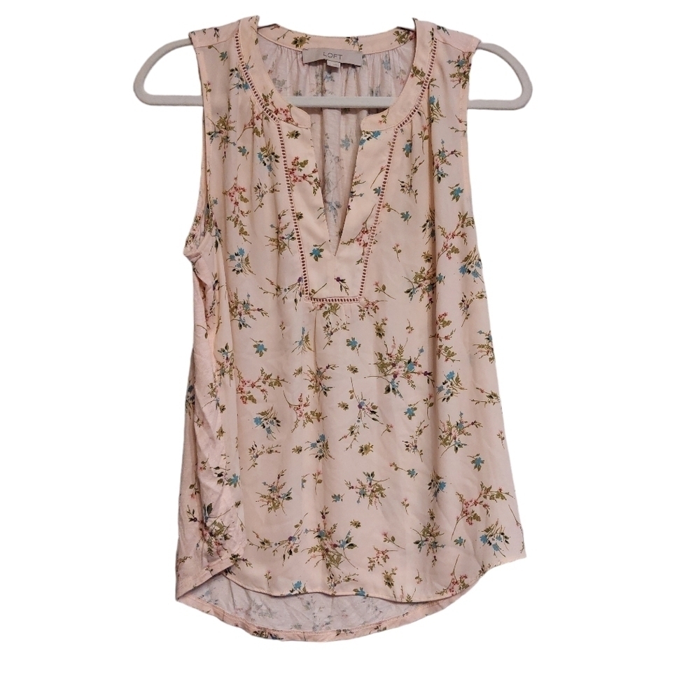 Loft Sleeveless V Front Floral Print Casual Top- size S